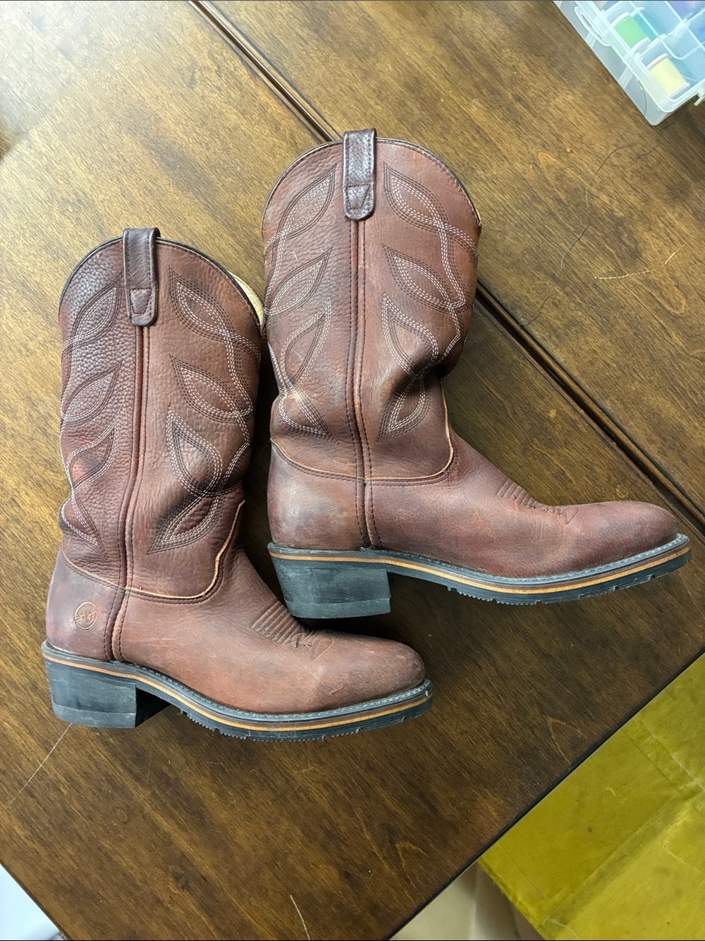Men's Brown Leather Western Double H Boots